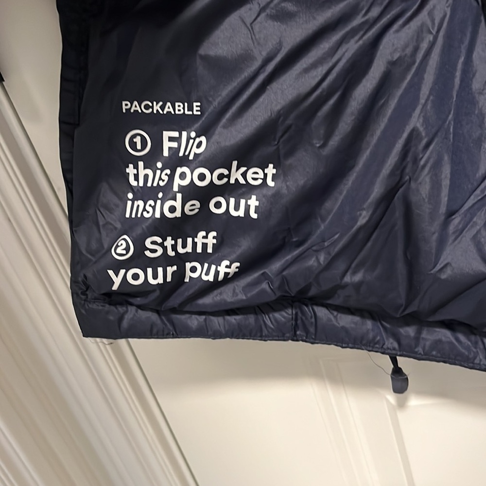 Navy Long Puffer Jacket. Packable - image 5